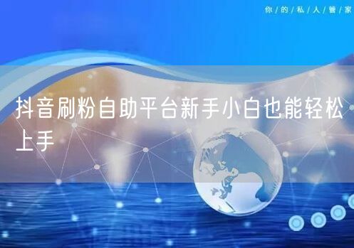 抖音刷粉自助平台新手小白也能轻松上手