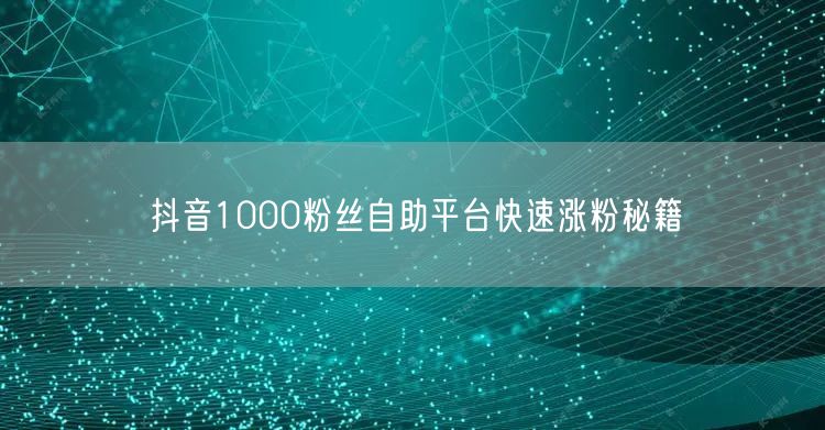 抖音1000粉丝自助平台快速涨粉秘籍