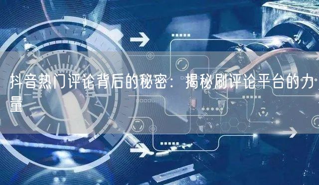 抖音热门评论背后的秘密：揭秘刷评论平台的力量