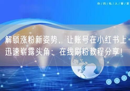 解锁涨粉新姿势,让账号在小红书上迅速崭露头角:在线刷粉教程分享!