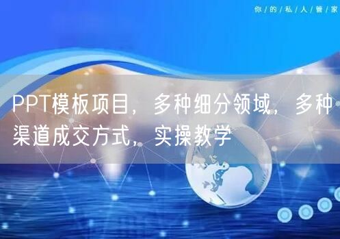 PPT模板项目，多种细分领域，多种渠道成交方式，实操教学