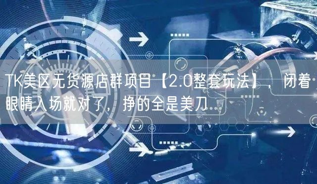 TK美区无货源店群项目【2.0整套玩法】，闭着眼睛入场就对了，挣的全是美刀