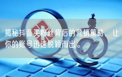 揭秘抖音买粉丝背后的营销策略，让你的账号迅速脱颖而出。