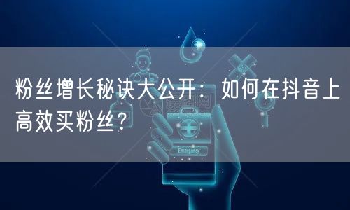 粉丝增长秘诀大公开：如何在抖音上高效买粉丝？