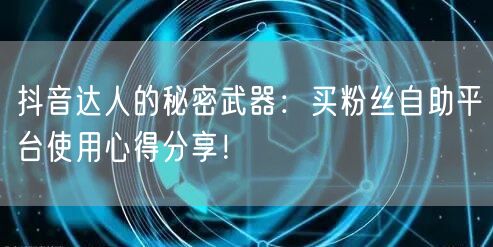 抖音达人的秘密武器:买粉丝自助平台使用心得分享!