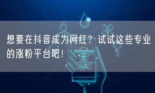 想要在抖音成为网红?试试这些专业的涨粉平台吧!