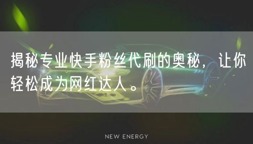 揭秘专业快手粉丝代刷的奥秘，让你轻松成为网红达人。