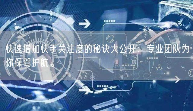 快速增加快手关注度的秘诀大公开：专业团队为你保驾护航。