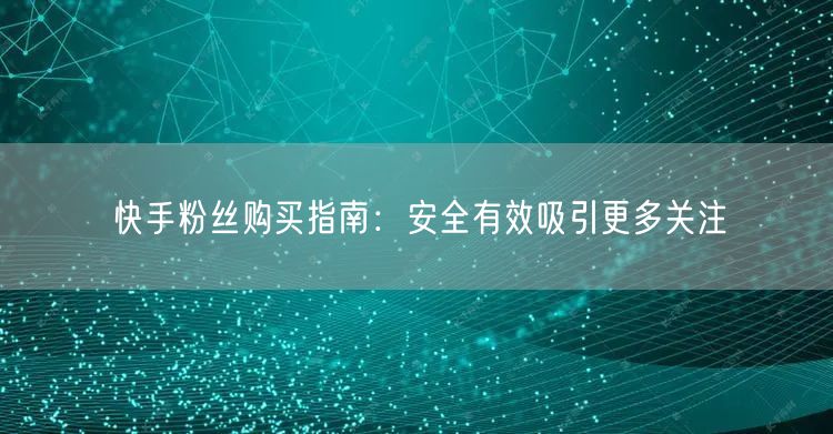 快手粉丝购买指南：安全有效吸引更多关注