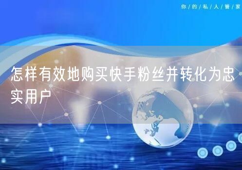 怎样有效地购买快手粉丝并转化为忠实用户