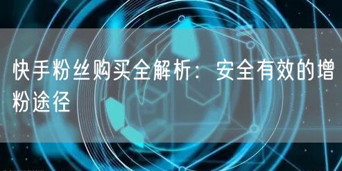 快手粉丝购买全解析：安全有效的增粉途径