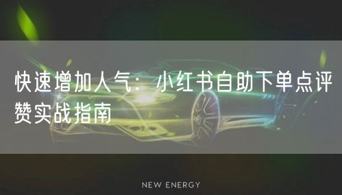 快速增加人气：小红书自助下单点评赞实战指南