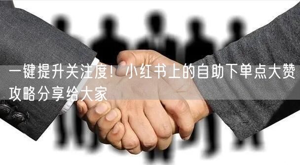 一键提升关注度！小红书上的自助下单点大赞攻略分享给大家