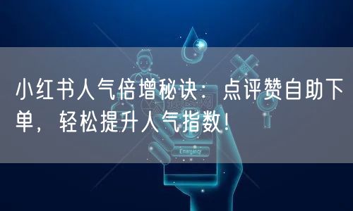 小红书人气倍增秘诀：点评赞自助下单，轻松提升人气指数！