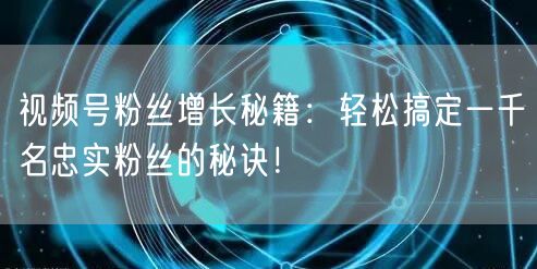 视频号粉丝增长秘籍：轻松搞定一千名忠实粉丝的秘诀！