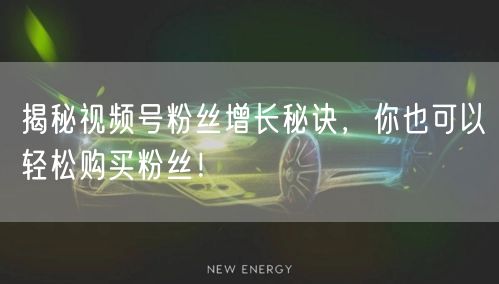 揭秘视频号粉丝增长秘诀，你也可以轻松购买粉丝！