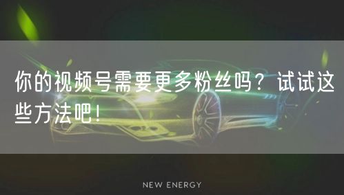 你的视频号需要更多粉丝吗？试试这些方法吧！