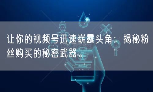 让你的视频号迅速崭露头角：揭秘粉丝购买的秘密武器。