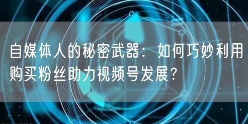 自媒体人的秘密武器：如何巧妙利用购买粉丝助力视频号发展？