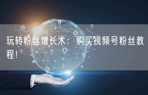 玩转粉丝增长术：购买视频号粉丝教程！