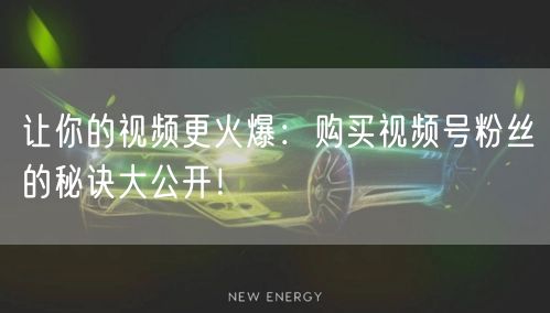 让你的视频更火爆：购买视频号粉丝的秘诀大公开！