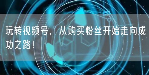 玩转视频号，从购买粉丝开始走向成功之路！