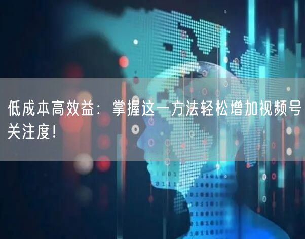 低成本高效益：掌握这一方法轻松增加视频号关注度！