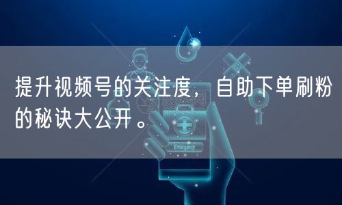 提升视频号的关注度，自助下单刷粉的秘诀大公开。