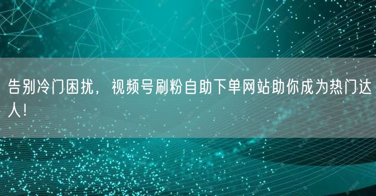 告别冷门困扰,视频号刷粉自助下单网站助你成为热门达人!