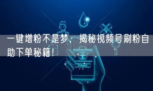 一键增粉不是梦,揭秘视频号刷粉自助下单秘籍!