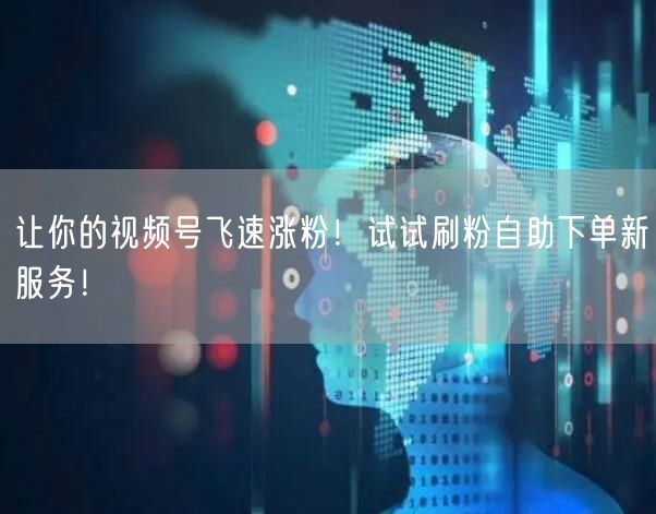 让你的视频号飞速涨粉！试试刷粉自助下单新服务！