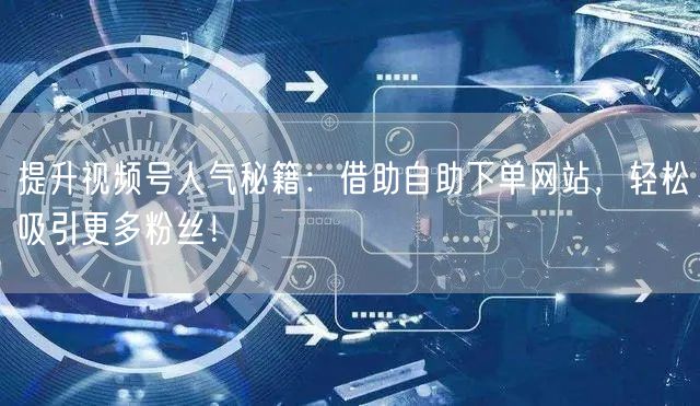 提升视频号人气秘籍:借助自助下单网站,轻松吸引更多粉丝!