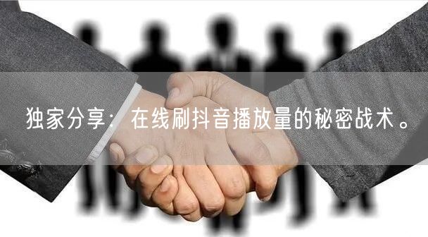 独家分享：在线刷抖音播放量的秘密战术。