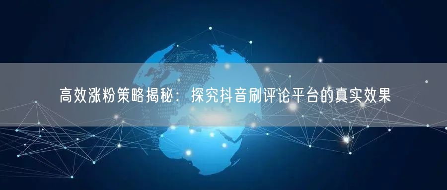 高效涨粉策略揭秘：探究抖音刷评论平台的真实效果