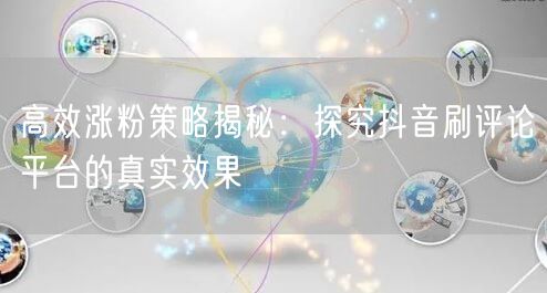 高效涨粉策略揭秘：探究抖音刷评论平台的真实效果