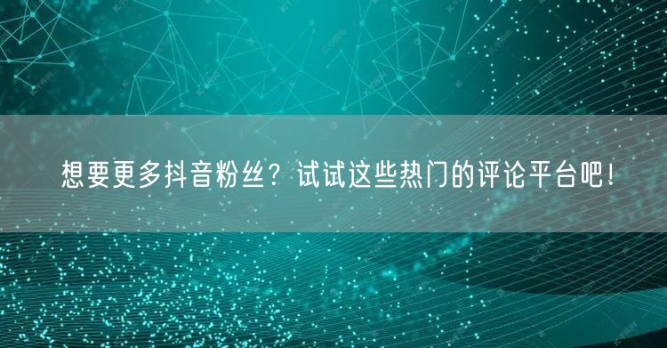 想要更多抖音粉丝？试试这些热门的评论平台吧！