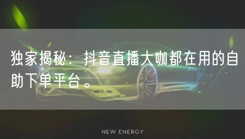 独家揭秘：抖音直播大咖都在用的自助下单平台。