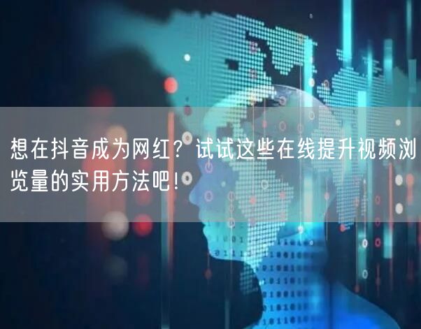 想在抖音成为网红?试试这些在线提升视频浏览量的实用方法吧!