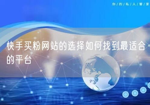 快手买粉网站的选择如何找到最适合的平台