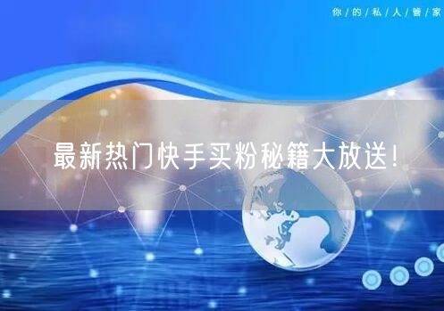 最新热门快手买粉秘籍大放送！