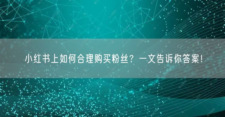 小红书上如何合理购买粉丝？一文告诉你答案！