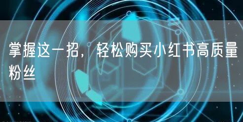 掌握这一招，轻松购买小红书高质量粉丝