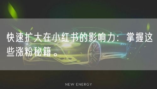 快速扩大在小红书的影响力：掌握这些涨粉秘籍。