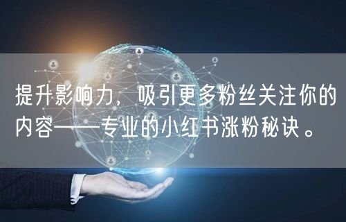 提升影响力，吸引更多粉丝关注你的内容——专业的小红书涨粉秘诀。