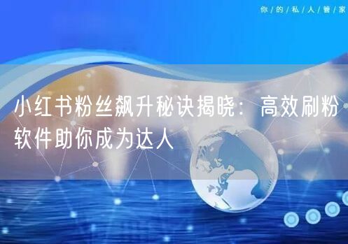 小红书粉丝飙升秘诀揭晓：高效刷粉软件助你成为达人